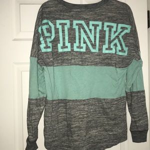 Pink varsity crew neck
